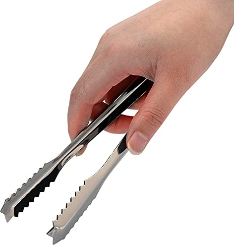 SPYMINNPOO Pinza per Ghiaccio Seghettata in Acciaio Inossidabile per Uso Domestico in, Bar, Clamp/Holder per Alimenti Durevole per Afferrare il Ghiaccio, Acciaio Inossidabile 304, Placcato in Rame,
