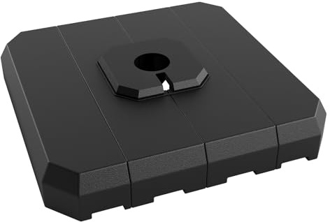 Garvee Base para Sombrilla Excéntrica de 90kg, Soporte para Parasol de 4 Piezas Rellenable con Agua o Arena, Contrapeso de HDPE Resistente a Rayos UV y Clima para Jardín, Terraza y Patio, Negro Mate