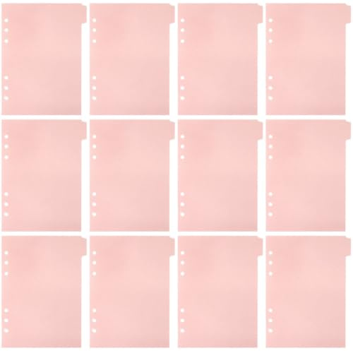 Hemobllo Intercalaires Onglets pour Référence Rapide en Pp Rose pour Cahier A5 12 Pièces 12 Feuilles Séparatrices pour Organiser Rapports et Journaux