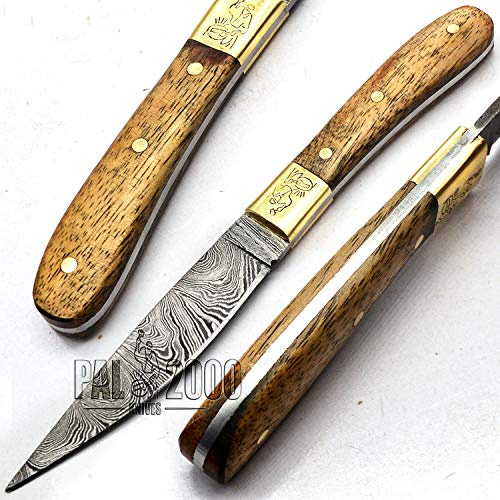 PAL 2000 JB-54 Full smak handgjord damaskstål kniv/kock kniv/kopp/damask/kniv med läderskydd