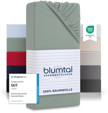 Blumtal® Basics Spannbettlaken 180x200cm Jersey im 2er Set - Bettbezug 180x200 cm aus 100% Baumwolle - Oeko-TEX zertifiziertes Spannbetttuch 180x200cm - Matratzenbezug 180x200cm - Summergreen - Grün