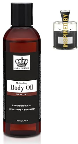 Jax of London Olio per il corpo ispirato a Colonia da 200 ml – Profumo firmato ispirato da Aventus – Profumo per uomo e unisex – Ingredienti 100% naturali – Olio idratante per corpo e capelli – Aiuta