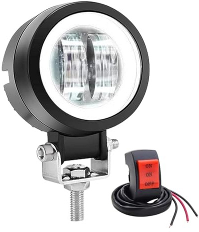 Biqing 2 luci aggiuntive per moto con ambra Angel Eye, rotonde da 3 pollici, 20 W, fari LED per motociclette anteriori 12 V/24 V, faro di lavoro, fendinebbia, luci di giorno per motociclette, DRL, con