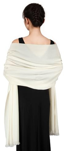 SWAT PANY Cream Pashmina Shawls and Wraps for Women Wedding Ladies Scarf Winter Ivory Bridesmaid Shawl