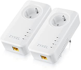 Zyxel 2400 Mbps Adaptador Ethernet Kit Powerline G.hn - Tránsito, Gigabit, Plug & Play, Streaming de Contenido de 8K, Pack de 2 [PLA6457]