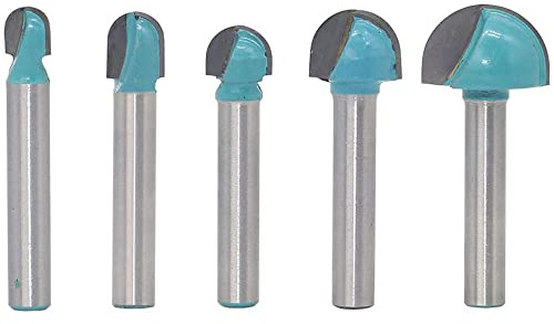CENPEK 5 pièces 6mm Tige Ronde Nez Cove Core Box Fraises pour Le Travail du Bois carbure de tungstène Pointe Cove Core Box Fraises