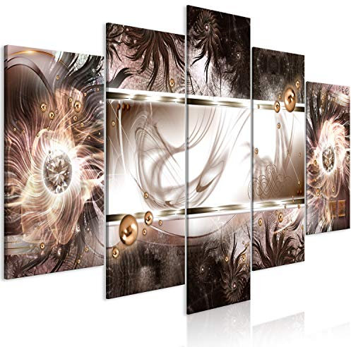 murando Acoustic Canvas Wall Art Abstract 100x50 cm / 39 x 20 picture with acoustic foam sound absorption print image Artwork 5 pcs room acoustics soundproofing Moon brown gold a-A-0561-b-m