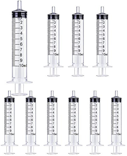 GSSFASHION Lot de 10 seringues de 10 ml/10 cc sans aiguille pour l'artisanat, l'alimentation des animaux domestiques, l'industrie et la science (10 ml)