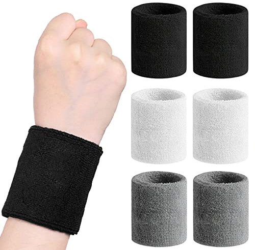 Schweißband, 6 Stück Sport Wristbands Gym Armband Wrist Wraps, Atmungsaktiv Schweissband Handgelenk, für Männer Damen