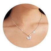 XOEMEL Schmetterlinge Layering Kette Damen Halskette Silber 927 Mit Anhänger Hypoallergene Silberkette Schmuck Geschenke für Frauen