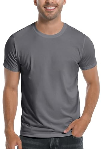 Pioneer Camp Maglietta da uomo in viscosa di bambù, ultra morbida, tinta unita, per uomo, rinfrescante, a girocollo, casual, basic, T-shirt, canottiera, L