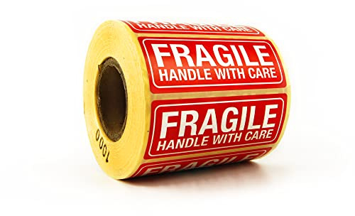 Orange Ants 1000 PCS Fragile Handle with Care Label, Fragile Warning Sticker Roll for Shipping. 90mm*30mm (3.54 x 1.18in)