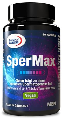SperMax | Mit Selen für die Spermatogenese und Zink für Fruchtbarkeit | Laborgeprüfte Qualität aus Deutschland | 60 Kapseln für 2 Monate | Vegan | EuRho® Vital – Made in Germany