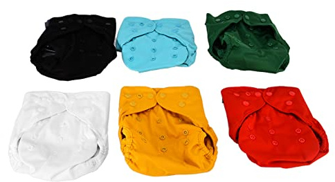 Vomeko 6-pack babytygsblöjor, en storlek justerbara tvättbara blöjöverdrag, återanvändbara, för pojkar, flickor