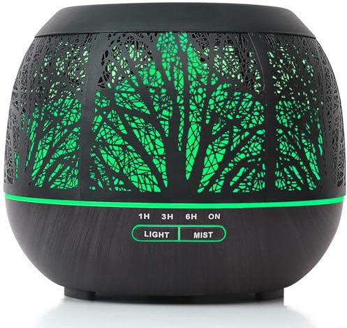 Aroma Diffuser Ultraschall Luftbefeuchter Humidifier: 400ml Metall Aromatherapie Diffusor für ätherische Öle - Raumbefeuchter Elektrisch Duftlampe mit Timer & LED-Licht für Schlafzimmer Büro Yoga Spa
