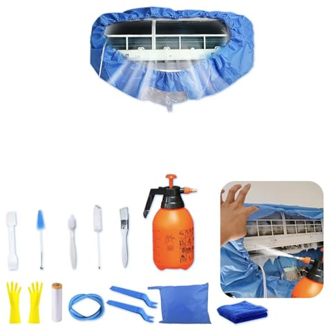 Kit de limpieza para aire acondicionado split ZSPLIT-MAIR, bolsa de limpieza para aire acondicionado split, kit de limpieza para aire acondicionado split（ 15pezzi, Azul rey）