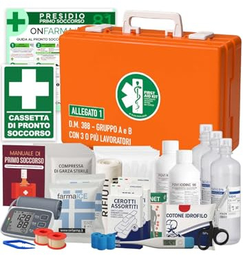 ONFARMA Farma 2M Digit Polso con misuratore di pressione digitale da polso Cassetta pronto soccorso Cassetta medica conforme DM 388 allegato 1 per aziende con 3 o più lavoratori D.LGS81