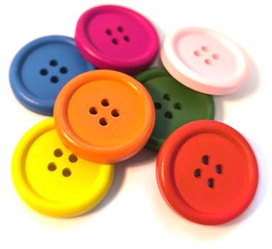 Lot de 30 boutons en bois de qualité supérieure - 25 mm (2,5 cm) - Multicolore - Rond - Mélange de couleurs aléatoires - Boutons à 4 trous - Boutons à coudre