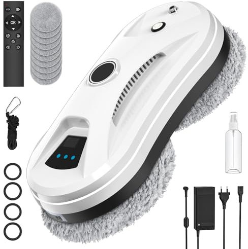 Robot Nettoyeur Vitre, Robot Laveur de Vitre 5600Pa avec Double Pulvérisation et Réservoir de 100ML, Détection des bords, 3 Modes de Nettoyage, Robot Laveur de Vitre Automatique pour Verre, Carrelage