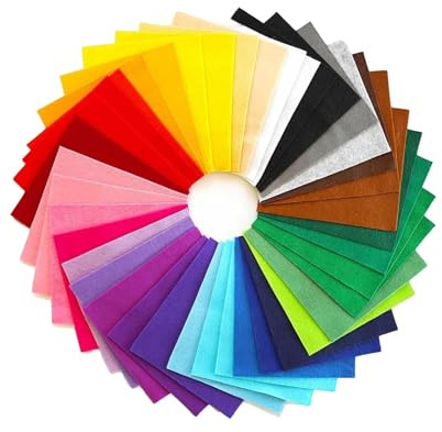 50 Pcs Coloured Felt Fabric Sheets 5.9 x 5.9inch, Fabrics DIY Craftwork Sewing Patchwork, Soft Thick Crafts Assorted Colour Polyester Sheet for Sewing Art and Craft