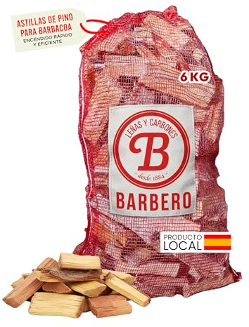 Astillas Madera para Barbacoa Natural Pino Encendido Rápido Chimenea Estufa Saco 6Kg Secado Controlado Alto Poder Calor Combustión Limpia Fácil Uso Exterior Interior Parrilla Camping