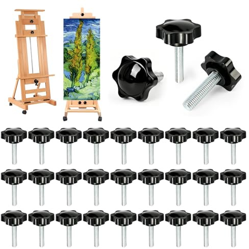 30 Piezas Tornillos M8×40 Mm con Mango Estrella, Negro, Tornillos Mariposa para Máquina Herramienta, Tuerca Estrella con Mango, Tornillo Cabeza, Durabilidad y Versatilidad Aseguradas