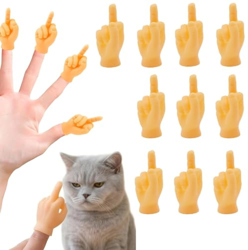 KAHZOR 10 Pièces Mini Mains en Gomme avec Doigt d'honneur, Marionnettes à Doigts Créatives pour Animaux, Fêtes et Réseaux Sociaux, Mini Gestes Amusants, Tiny Hands, Cadeau Original