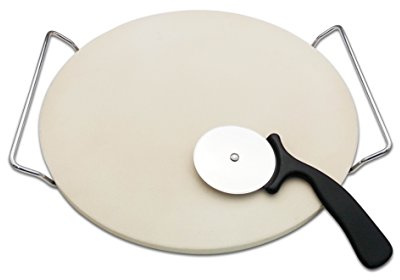 13 Inch Round Pizza Stones for Grill and Oven, Cordierite Baking Stones Set with Serving Rack & Cutter, Durable and Safe Cooking Stone Pan for Bread