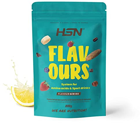 Saborizante para Aminoácidos y Bebidas Deportivas de HSN | Sabor Limón 200 g = 36 Tomas Por Envase | Para la Dieta Keto y Vegana | Extremadamente Bajo en calorías y azúcar | No-GMO, Sin Gluten