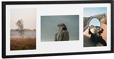 Navaris Picture Frame for 3 Photos - Multi Aperture Wall Hanging 3-Photo or Postcard Frame for 6x4 (10x15cm) Pictures - Collage Photo Frame for Wall