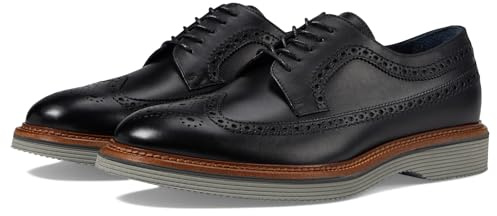 Johnston & Murphy Collection Jenson Longwing - Shoes for Men - Round Toe - Rubber Outsole - Leather Lining Black 13 M