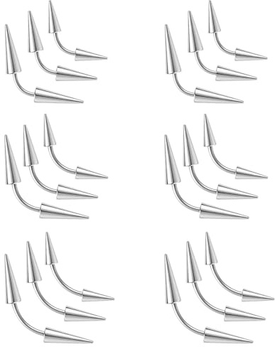 ZS 18Pcs 16G Spike Eyebrow Piercing Jewellry, Curved Barbell Vertical Labret Lip Rings, Spike Tragus Helix Earrings Rook Nose Bridge Rings for Women Men (Sliver,Curved)