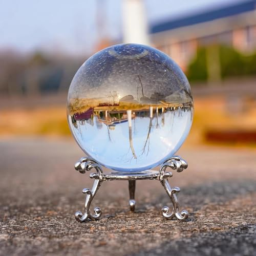 2.3in Sparkling Clear Crystal Ball with Stand 60mm Handcrafted Photography Prop for Magical Shots Elegant Home & Party Decor for Women