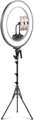 NEEWER 18 Inch Edge Lit Ring Light with Tripod Stand Phone Holder Compatible with iPhone for Video Recording Selfie Makeup Studio Streaming, 45W 2900-7000K APP 2.4G Control Ringlight Lighting, RL45B