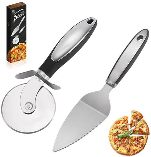Wnddle Cortador de Pizza, Set de Cortador de Pizza,Cortador Pizza Acero Inoxidable,Cortapizzas de Ruedas,Corta Pizza Profesional,Pizza Ruedas Cortadora en Mango Antideslizante,Apto para Hogar y Cocina