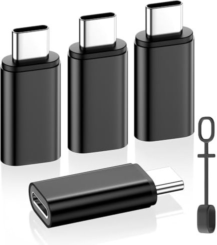 MoKo Lightning auf USB C Adapter 4 Stück, Adapter Lightning auf USB C mit Datenübertragung für iPhone Air 17 16 15 Pro Max Plus, iPad Pro/Air, Galaxy, mit Anti-Lost Loop, Nicht für Audio/OTG, Schwarz