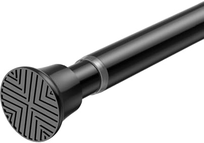 Asta per tende a tensione piccola, 45,7-91,4 cm, nera, senza foratura, asta per tende a molla per finestre, asta a tensione corta, regolabile, per finestre, porte, armadi, cucina
