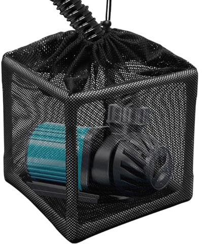 Catcan Sac filtrant pour Pompe de Bassin de 25,4 cm, Sac en Maille Anti-encrassement avec Support de Montage carré pour la Plupart des Pompes (Noir)