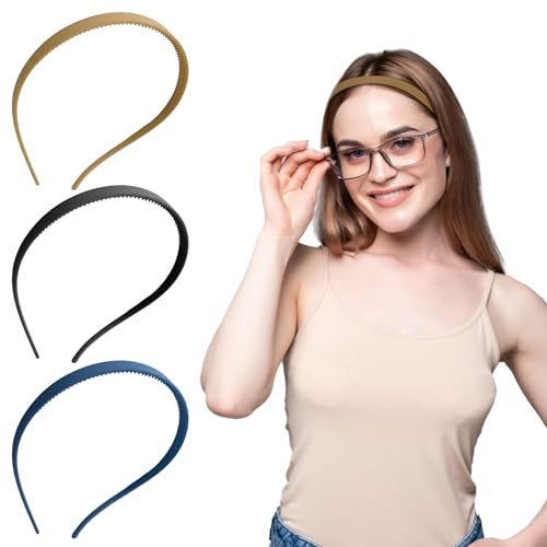 Andibro 3 fasce per capelli progettate per occhiali, flessibili senza pressione, fasce per occhiali da sole da donna, senza mal di testa, fascia per capelli in plastica per chi indossa occhiali,