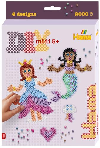Hama Hanging Box - Princess and Mermaid | Approx. 2.000 Beads, Fuse Beads Mosaic Decoration, Arts and Crafts, 5+, Official Beads Set