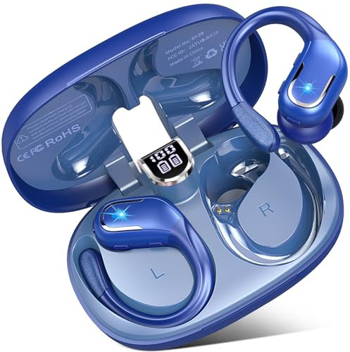 Ecouteurs Bluetooth sans Fil Sport, 75H Écouteur Bluetooth 5.3 HiFi Stéréo, 2025 Ecouteurs sans Fil avec ENC Antibruit Mic, IP7 Étanche Oreillette Bluetooth Running, Écran LED Casque Bluetooth
