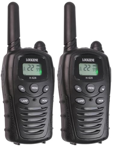 LOUKIENE Walkie Talkies for Kids 22 Channels 2 Way Radio Toy with Backlit LCD, Flashlight 3 KMs Range for 3-12 Year Old Boys Girls Outside, Camping, Hiking (1 Pair, Black)