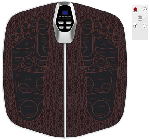 EMS Appareil de massage des pieds électrique portable avec télécommande, 8 modes et 32 intensités, tapis de massage pour pieds, circulation sanguine