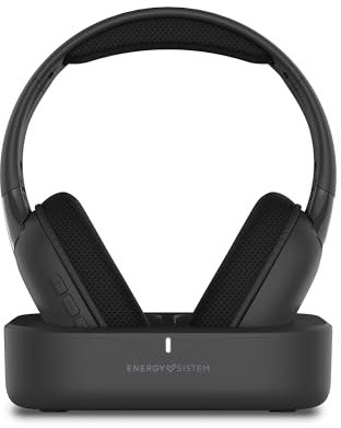 Energy Sistem SoundReel Auriculares TV Inalambricos Bluetooth y RF 2.4 GHz con Base de Carga Entrada Optica Toslink y Jack 3.5 mm Baja Latencia Cascos Cerrados Diadema Comoda 18H Autonomia Television