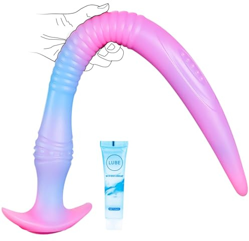 19.3in Super Long Anal Plug Dildo, Flexible Liquid Silicone Butt Plug Vaginal Anus Dilator Prostate Massage Stimulation Adult Erotic Sex Toys for Women Men - L