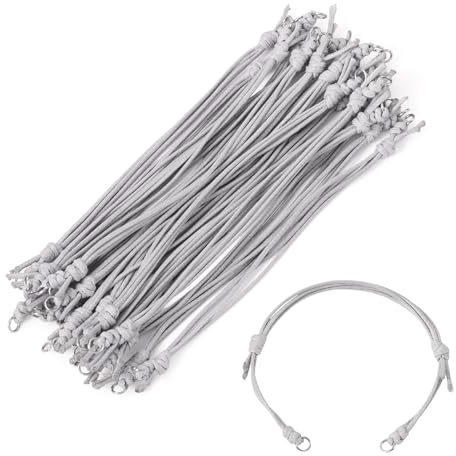 Sparkeads - 20 pezzi di corda per braccialetti intrecciati non finita, corda per braccialetti in poliestere regolabile da 23 cm per braccialetti di coppia, crea gioielli fai da te, grigio chiaro