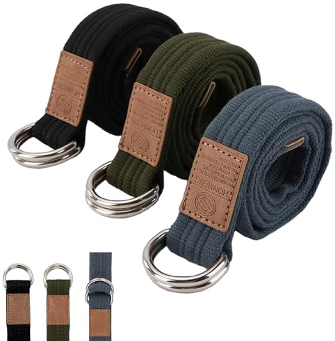 CRITIVE-SHOP 3 ceintures en toile pour homme et femme, avec double anneaux en D, ceinture réglable, décontractée, unisexe, pour pantalons, tee-shirts de Noël