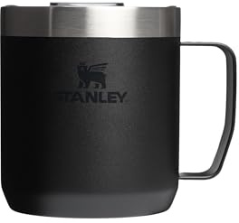 STANLEY 1913 Classic Legendary Camp Travel Mug 0.35L - Keeps 1.5 Hours Hot - 3 Hours Cold - Dishwasher Safe - Stainless Steel Coffee Cup - BPA-Free - Black 2.0