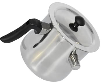 budiniao Olla de Acero Inoxidable con Mango Resistente, Resistente al Calor, Antiadherente, fácil de Limpiar, un Grifo, Olla para baño maría, Jarra para derretir Cera, Plata, 20x17CM 2.5L