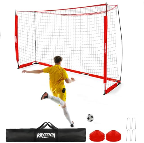 Portable Football Goal Sturdy Metal Posts a Reinforced Net For Practising in The Garden. Includes 4 Ground Pegs, 4 Sandbags, Carry Bag